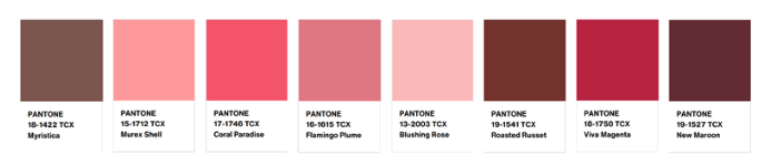 Pantone 18-1750 Viva Magenta spawns a well-coordinated palette of related undertones 