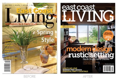 East Coast Living before (left) and after the Magazine Makeover