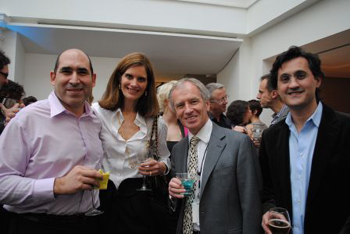 Photo from 2010 at Totem launch party. Pictured is Eric Schneider; Isabelle Marcoux of Transcontinental Inc.; Phillip Crawley of The Globe and Mail; Joseph Barbieri of Totem.
