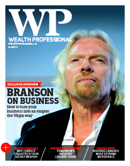 Richard Branson, founder of Virgin, covers the inaugural issue of Wealth Professional