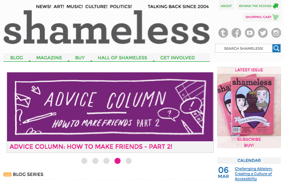 The new Shameless website went live on March 7